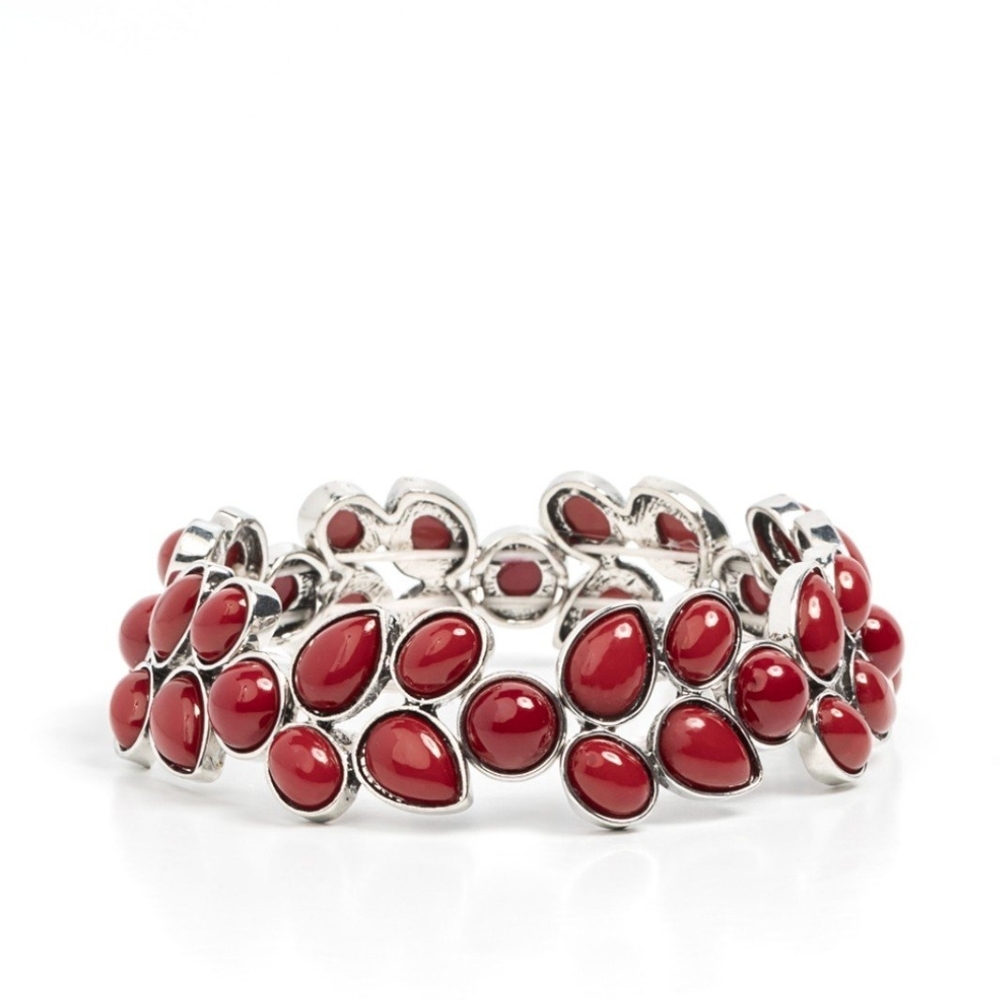 Paparazzi Red and Silver Gemstone Bracelet
